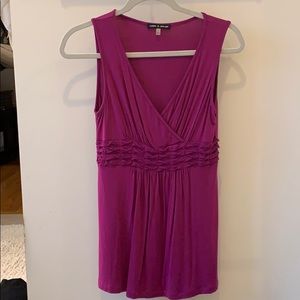 Magenta Cable and Gague V-Neck Tank